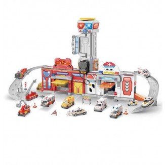 Garaje 2 En 1 Bomberos y Hospital