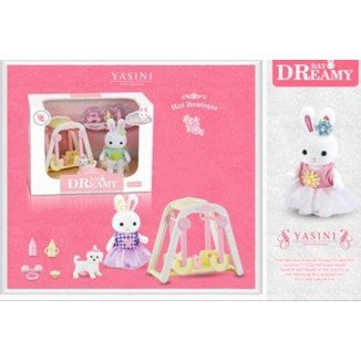 Set Familia Conejo Con Columpio