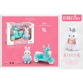 Set Familia Conejos Motocicleta