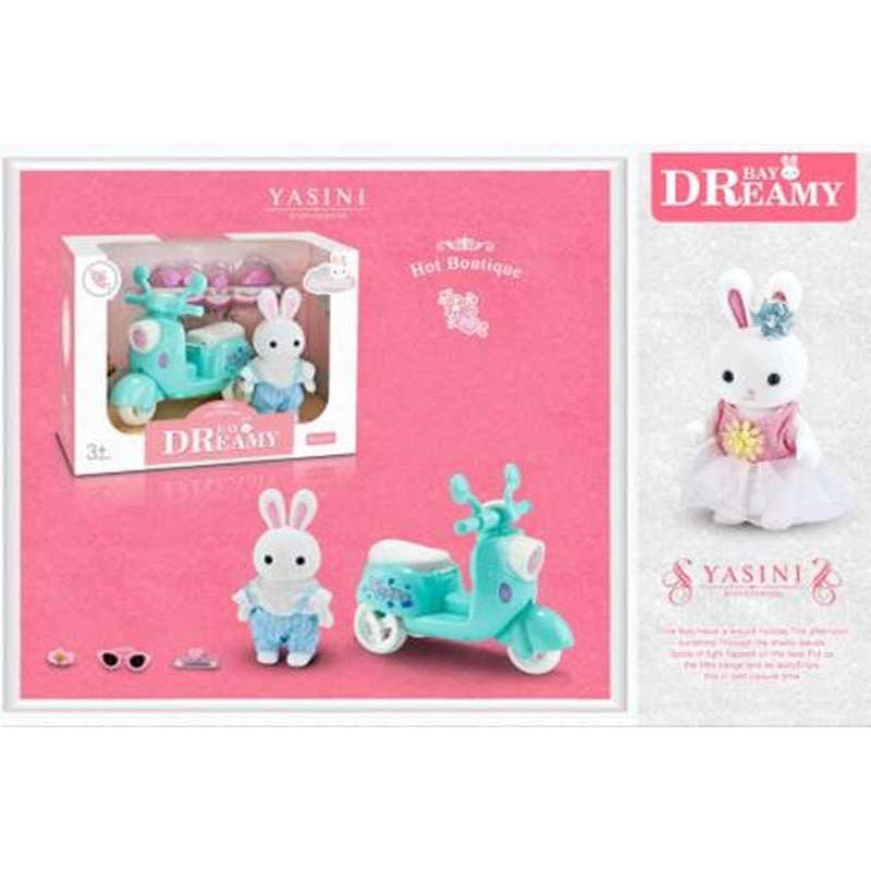 Set Familia Conejos Motocicleta