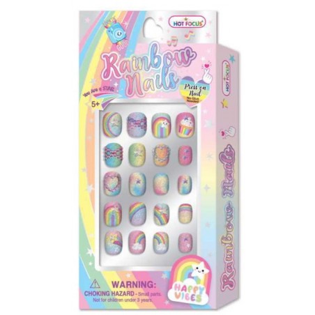 Set de Uñas Postizas Infantiles Arco Iris