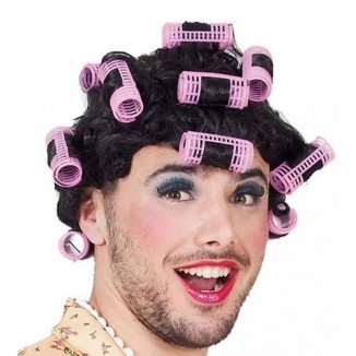 Peluca con rulos complemento de disfraz