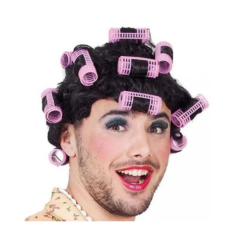 Peluca con rulos complemento de disfraz