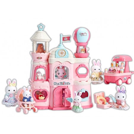 Familia Conejitos Castillo Rosa
