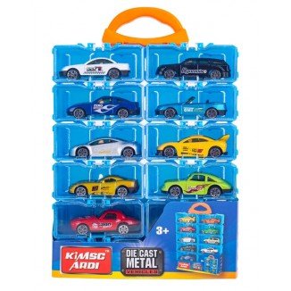 Maletín con coches de metal