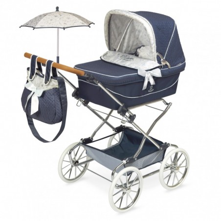 DeCuevas Carro de Muñecas Azul Reborn Plegable con Sombrilla