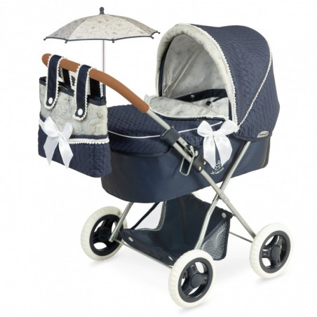 DeCuevas Carro de Muñecas Vintage Azul Plegable con Sombrilla