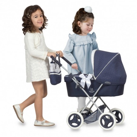 DeCuevas Carro de Muñecas Vintage Azul Plegable con Sombrilla