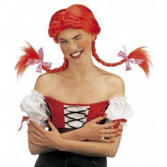 Peluca roja con trenzas...