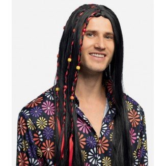 Peluca lisa negra con...