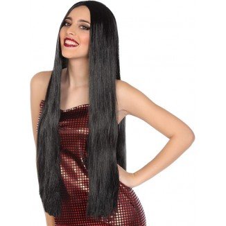 Peluca larga lisa morena 60 cm